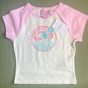 Forever 21 Barbie Pink and White Malibu Graphic Tee